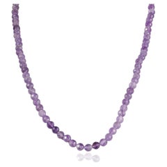 Silvorra 22.5 Inch Amethyst Bead Necklace, 59 Carat, 925 Silver Clasp
