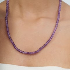76 Carat Amethyst Beaded Necklace by Silvorra in Sterling Silver Clasp for Gift