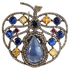 Broche-colgante de diseño «Silvorra Opal Kynite Diamond» en plata de ley, ideal para regalar