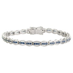 Silvorra Designer-Tennisarmband mit einem natürlichen blauen Saphir (2,1 Karat) aus Sterlingsilber
