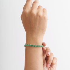 Pulsera tipo «tenis» de Silvorra, estilo Art Déco, con esmeraldas de 14,1 ct y plata 925. Joyería fina