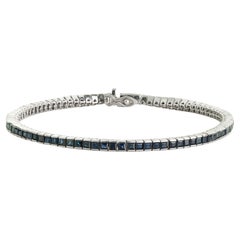 Bracciale tennis Silvorra con zaffiri blu da 7 carati a taglio quadrato, in argento sterling 925
