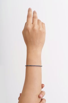 Bracciale tennis Silvorra con zaffiri blu da 7 carati a taglio quadrato, in argento sterling 925