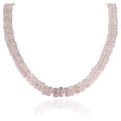 Collana Silvorra con perline di quarzo rosa da 406 carati e chiusura in argento massiccio, 20 pollici