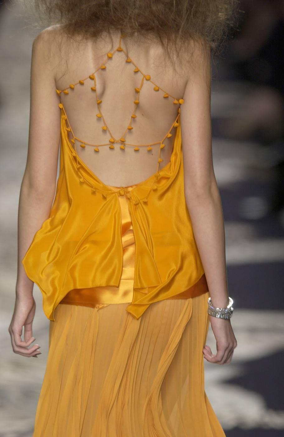 Tom Ford for Yves Saint Laurent Spring 2004 RTW Orange Silk top and skirt set For Sale 1