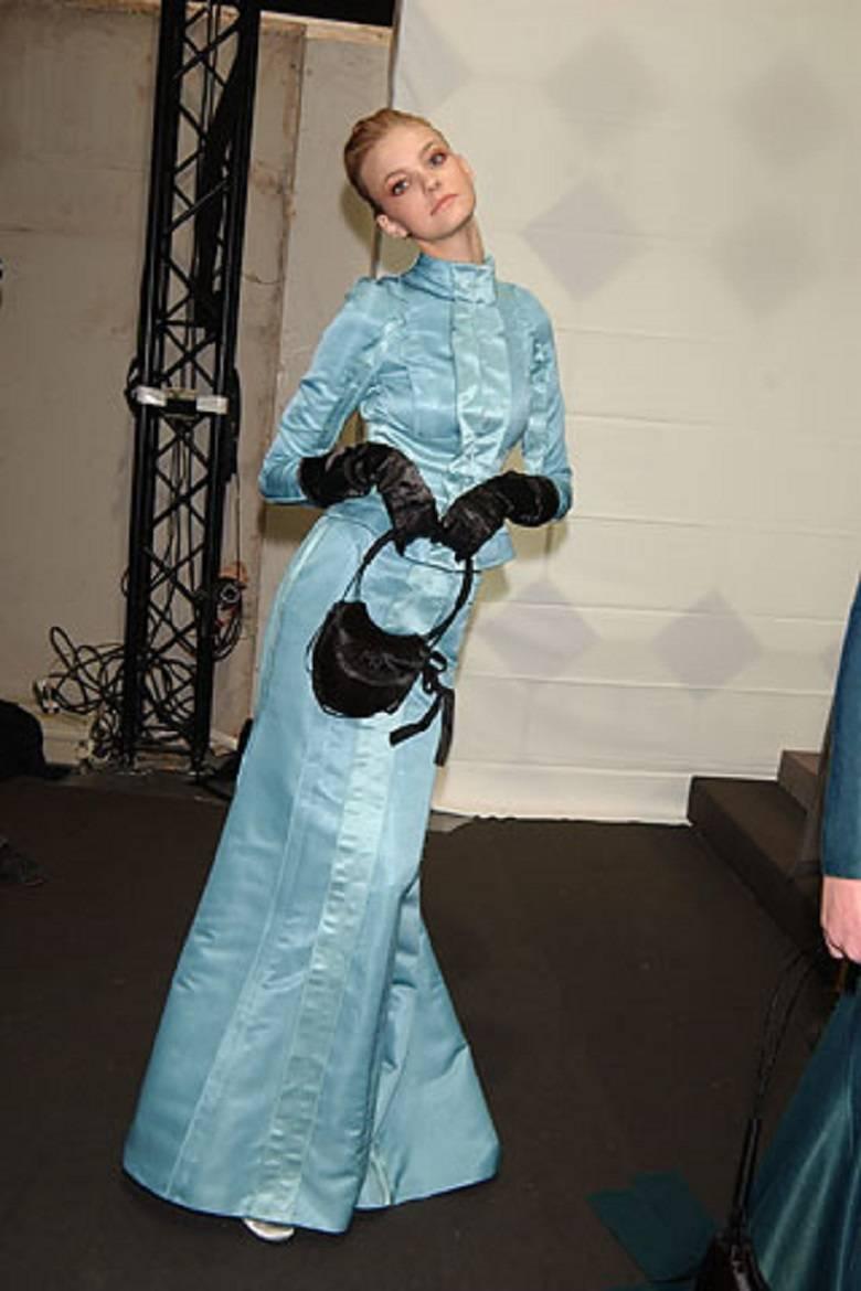 Women's Olivier Theyskens for Rochas Fall 2005 Ethereal Pale Blue Jacket & Long Skirt