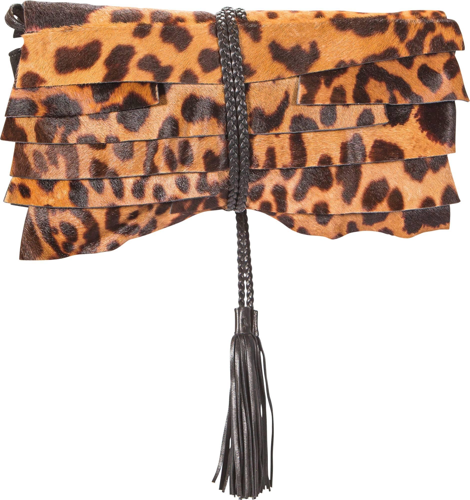 Tom Ford for Yves Saint Laurent Fall 2004 Pony Skin & Leather Leopard bag In Excellent Condition In Brisbane, Queensland