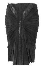 Tom Ford for Gucci F/W 2004 Dark Green Suede and Snake Skin Skirt IT40