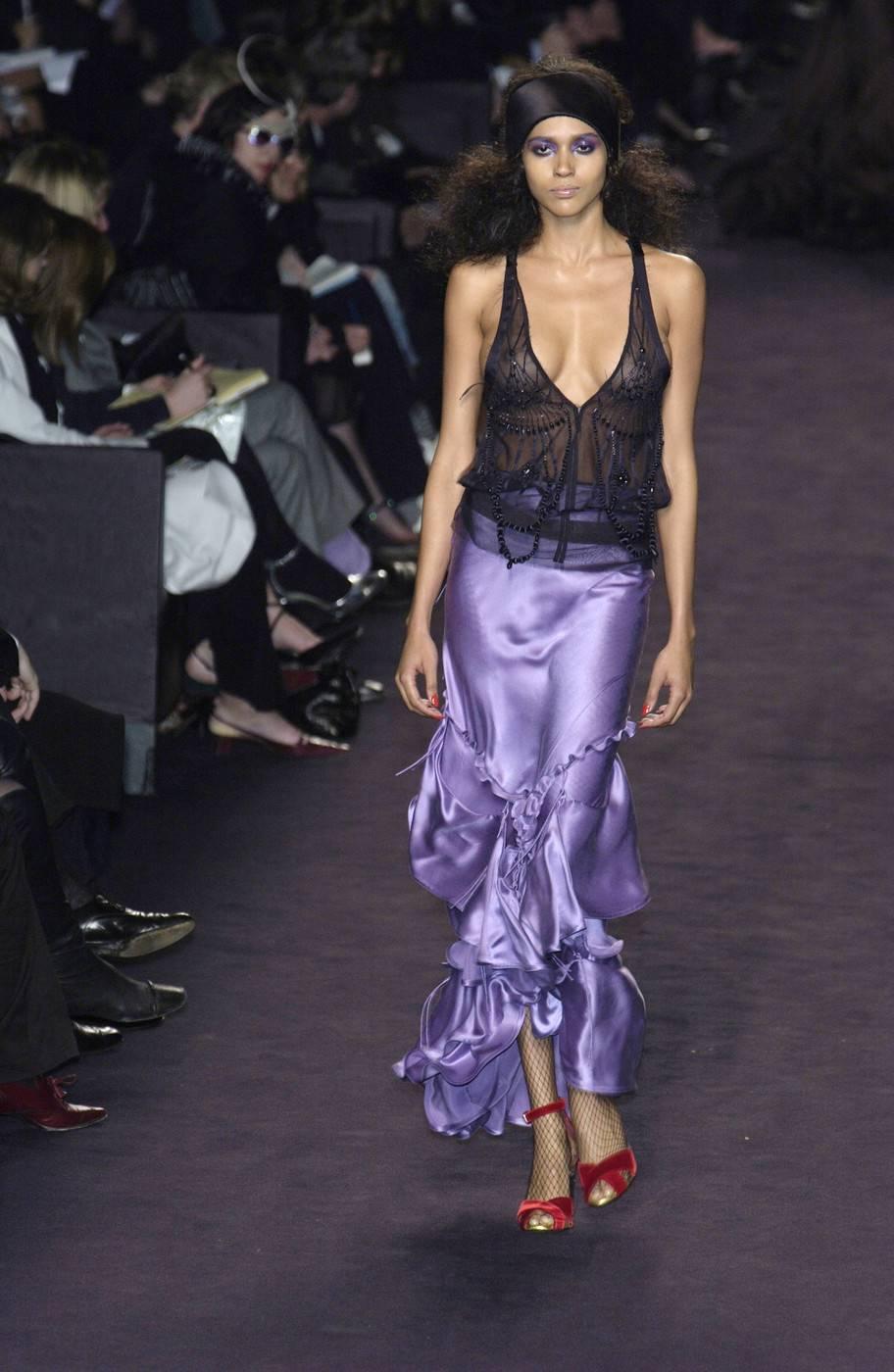 Tom Ford for Yves Saint Laurent Fall 2003 Lilac Silk Evening Skirt In Excellent Condition For Sale In Brisbane, Queensland