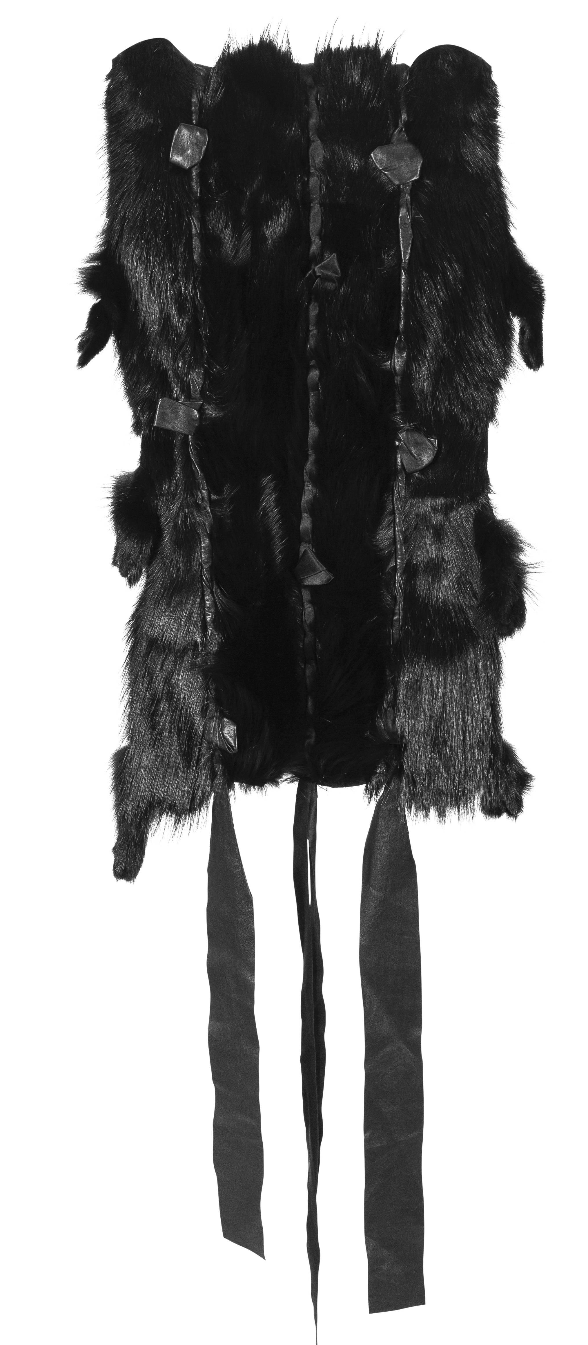 Gray Tom Ford for Gucci Fall 2002 Mink Fur, Leather and Silk sash with suede lining For Sale