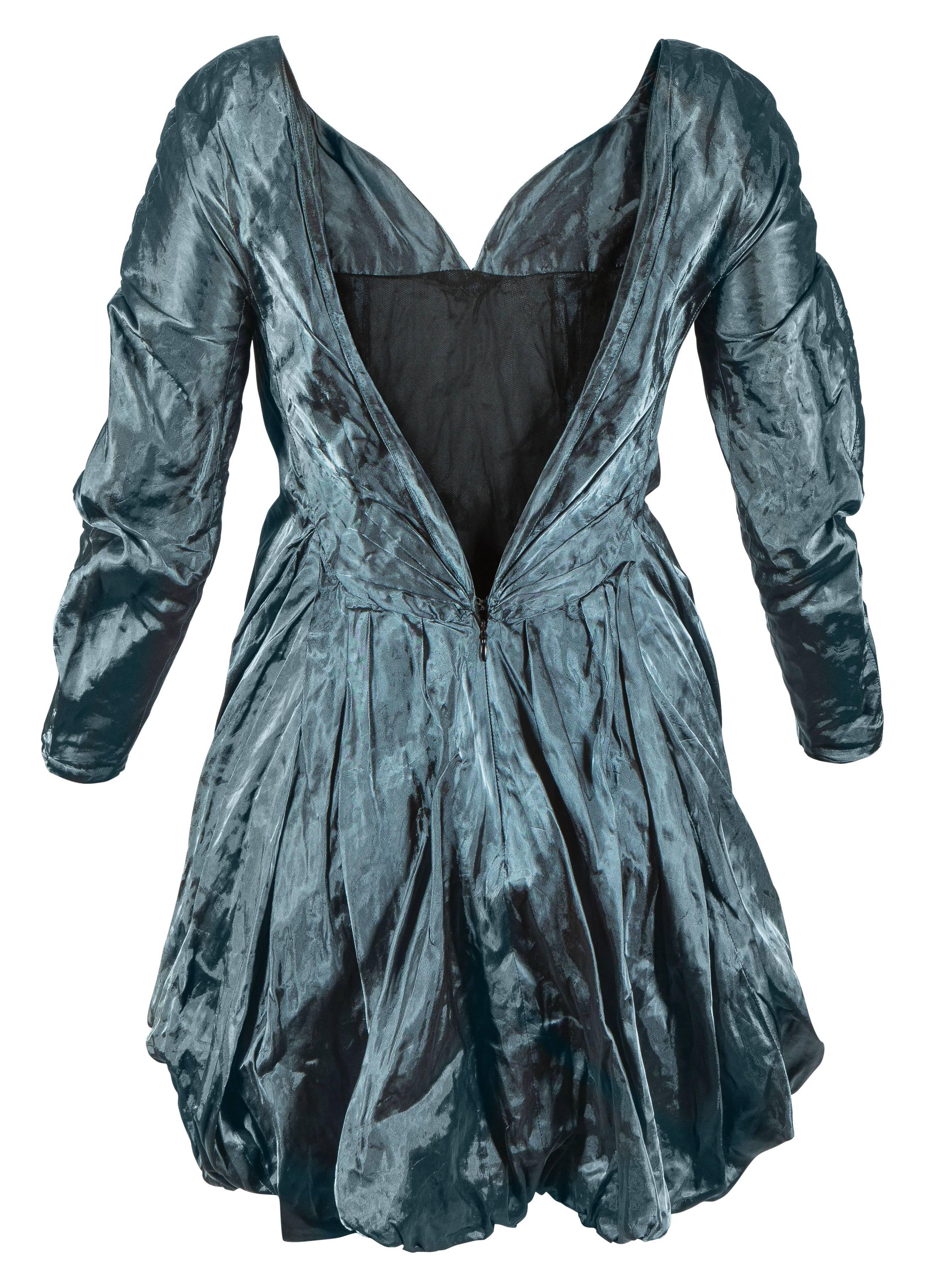 Olivier Theyskens for Rochas 
Spring 2004 
Blue dress made of metal and silk
Black mesh lining
French 38