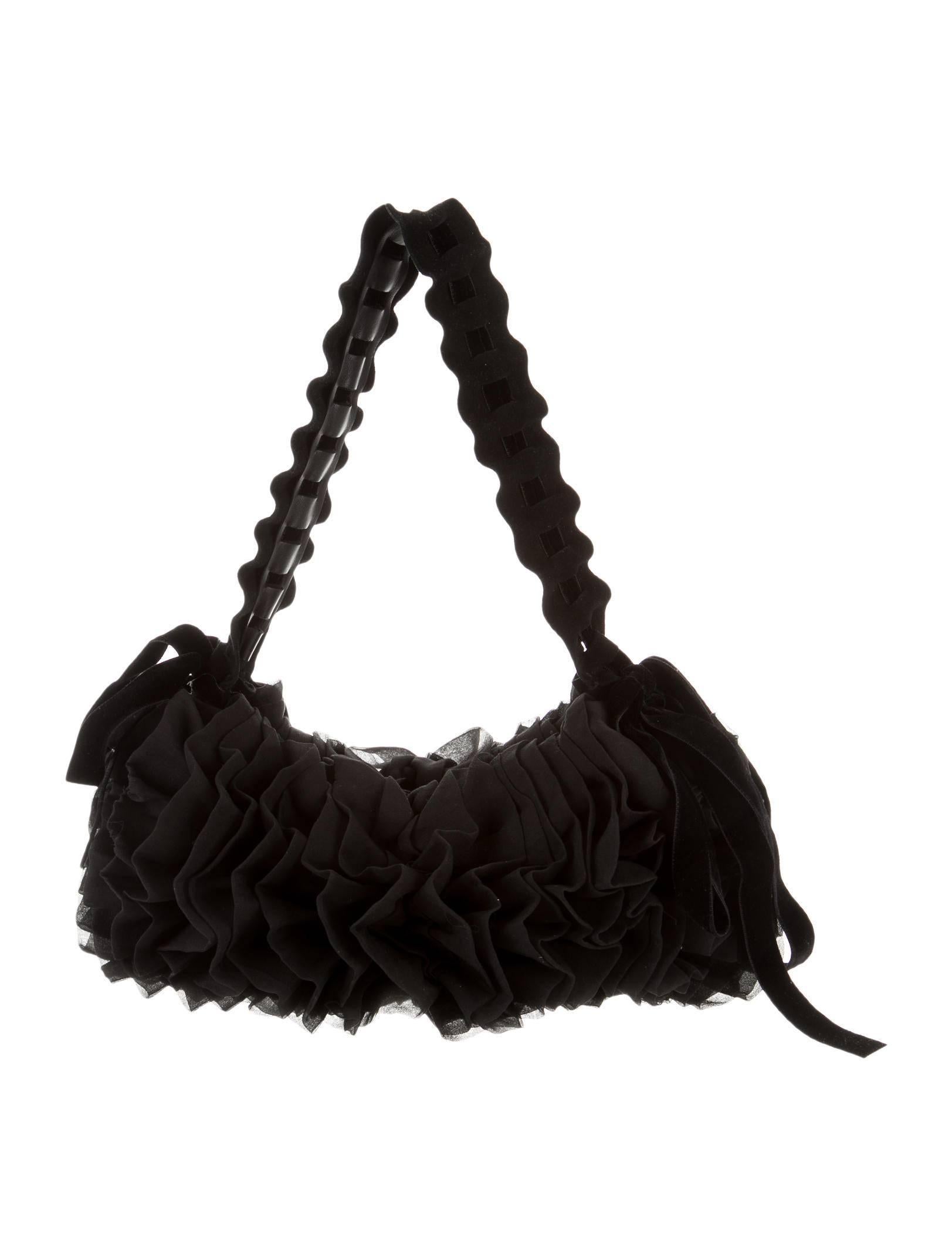 Black Tom Ford for Yves Saint Laurent Leather, Lace and Silk Evening Bag Fall 2003 For Sale