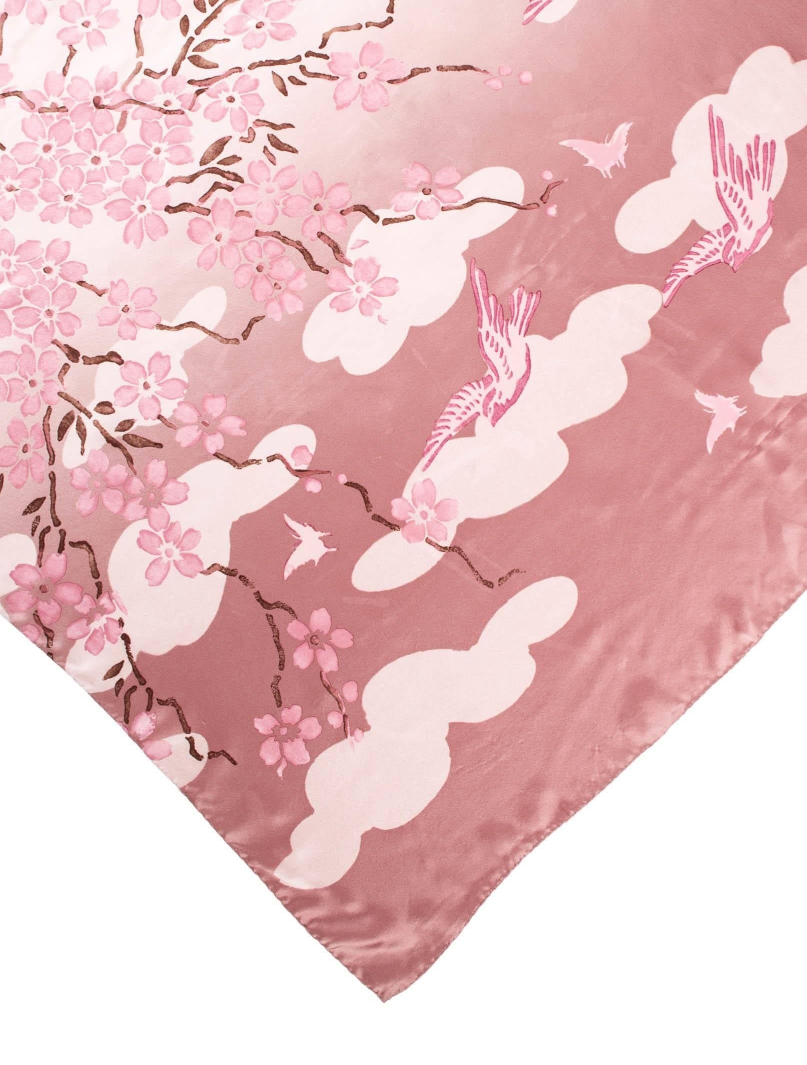 Gucci at Milan Fashion Week Spring 2003

Pink silk scarf with Japanese crane and cherry blossom print. 