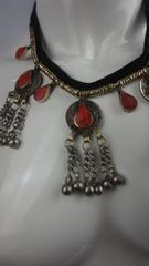 Artisinal Afghan Orange Inlay with Coin Necklace