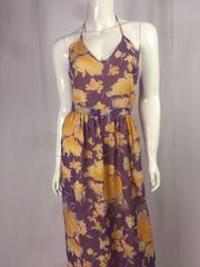 1970s Michel Goma Spring Floral Linen Wrap Day Dress