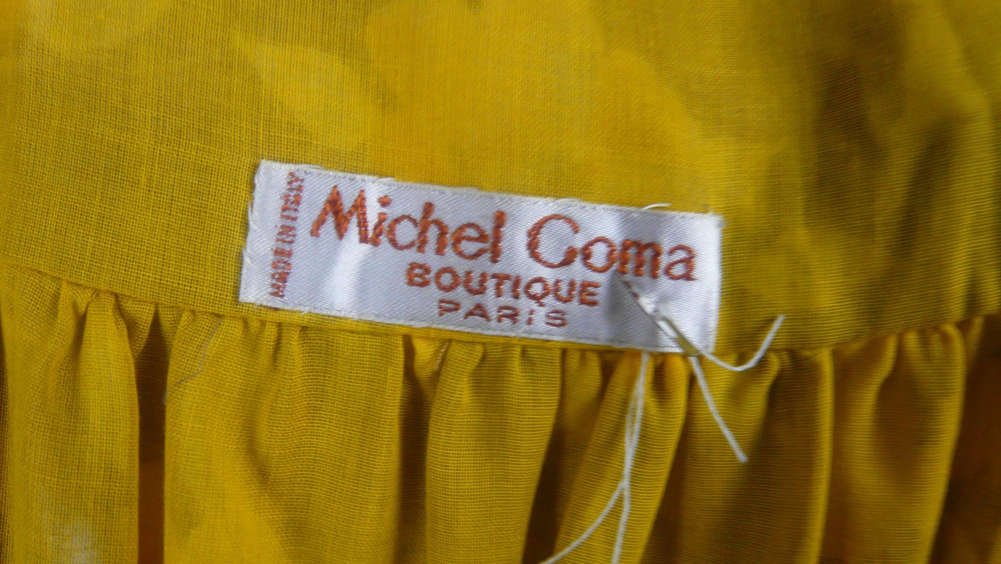 Women's 1970s Michel Goma Spring Floral Linen Wrap Day Dress For Sale