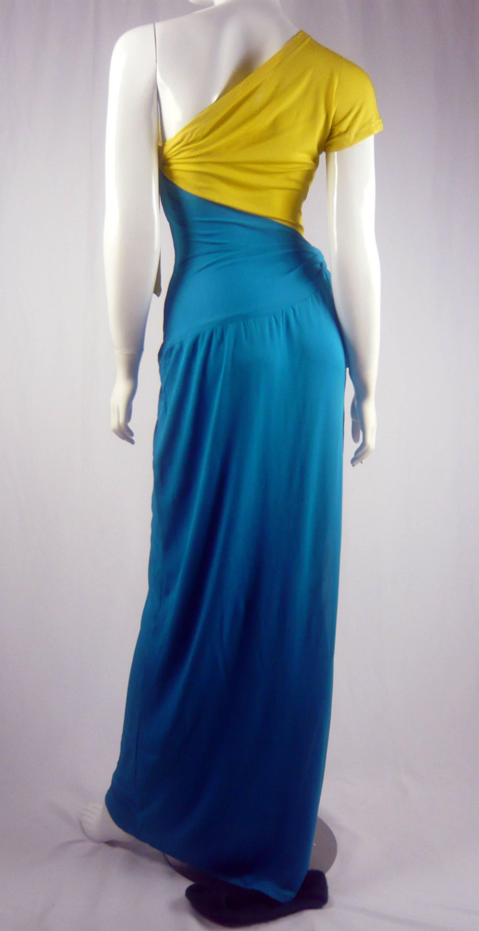 Blue Michel Goma One Shoulder Jersey Dress  For Sale
