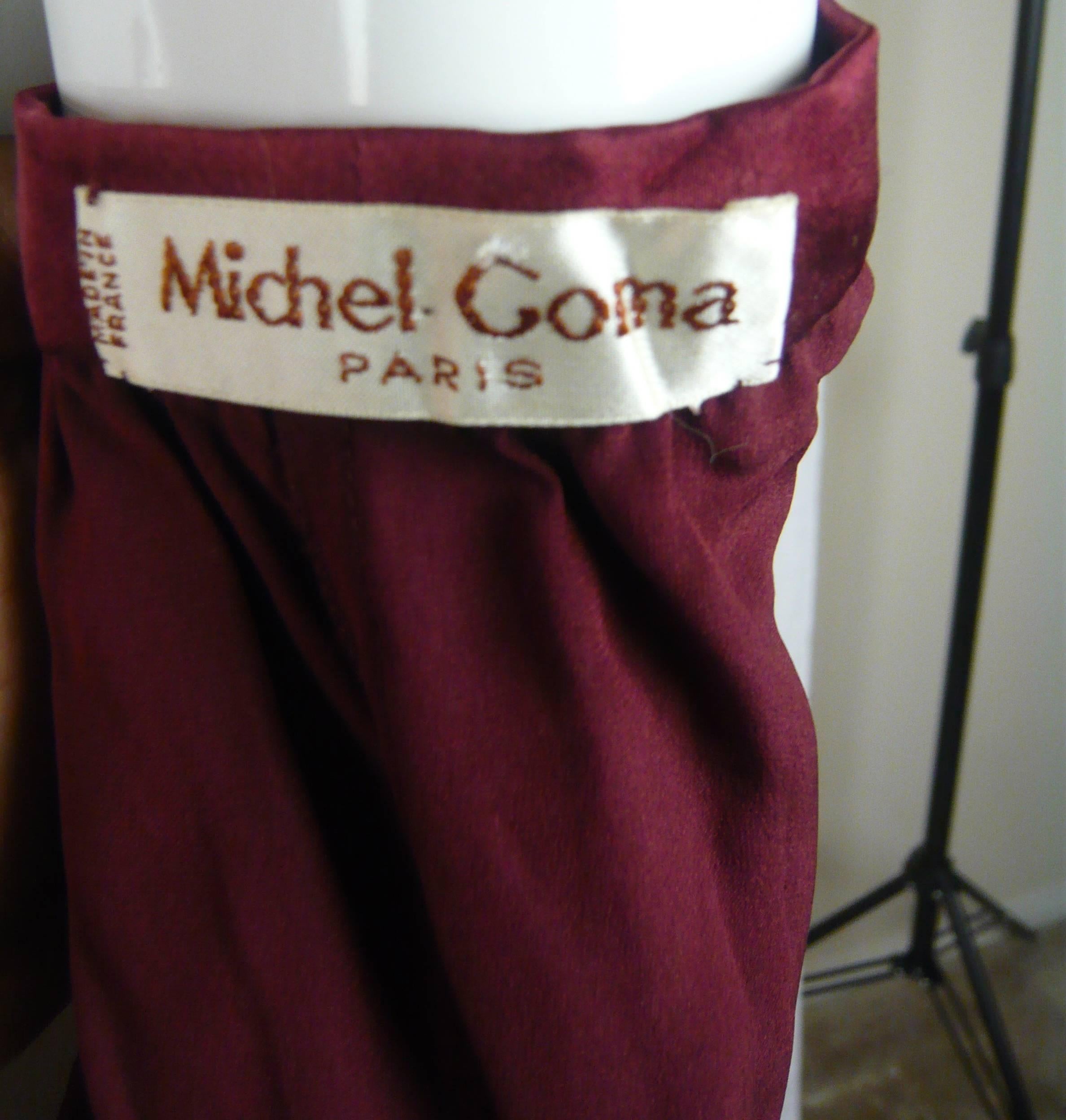 1970s Michel Goma Burgundy Silk ENS w Silk Pedals  In New Condition For Sale In West Hollywood, CA