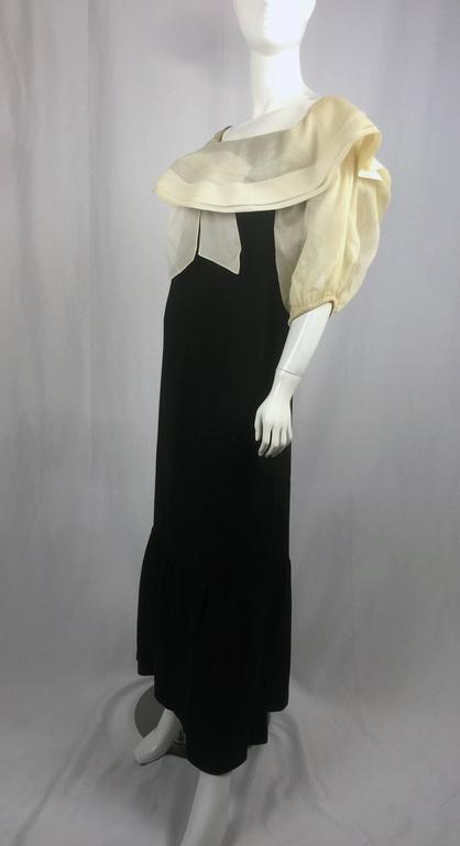 1980S Nina Ricci White Organza with Black Linen Couture Sailor Dress ...