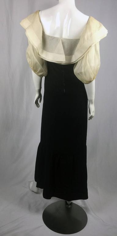 1980S Nina Ricci White Organza with Black Linen Couture Sailor Dress ...
