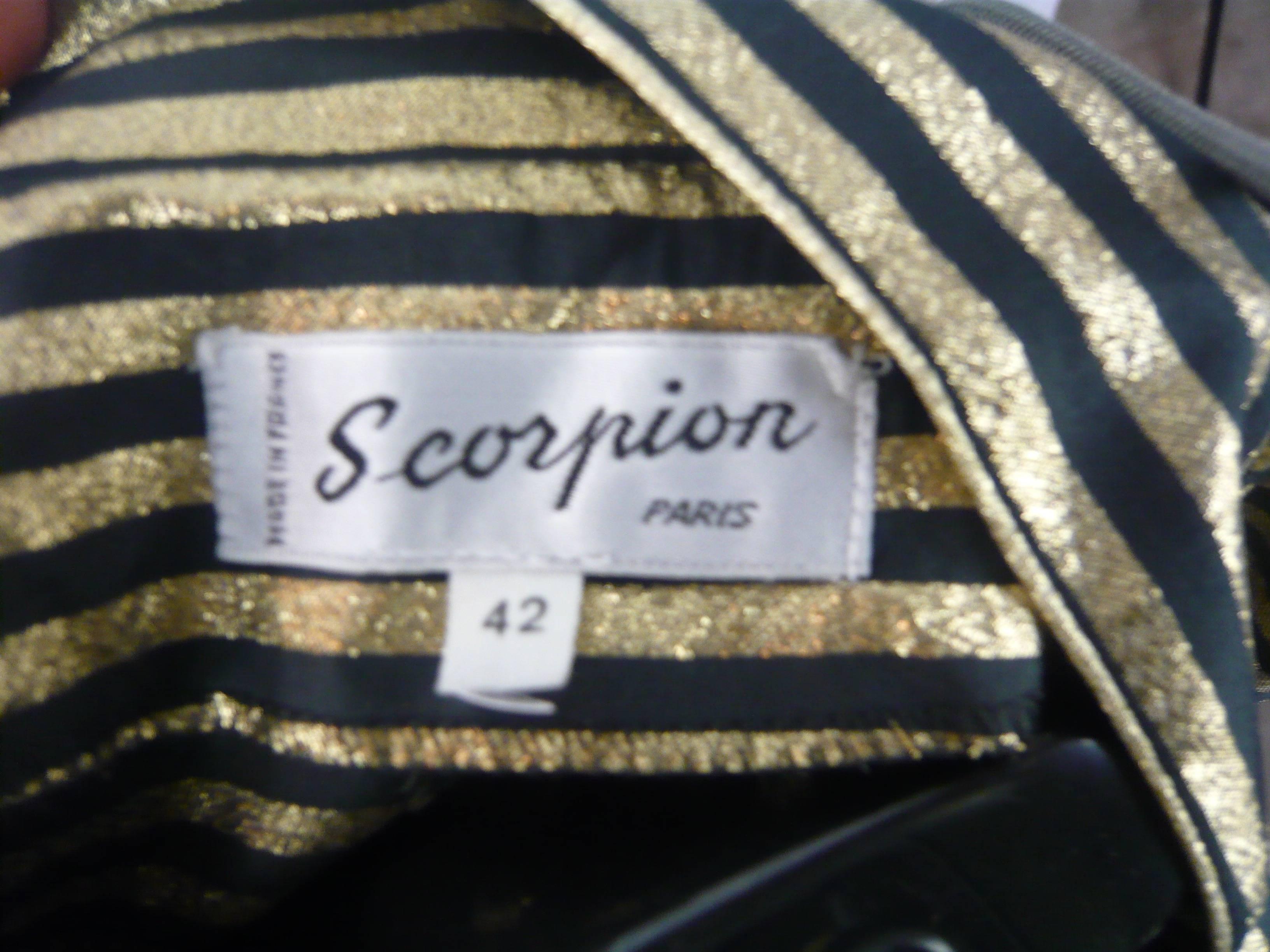 1980s Scorpion Black and Gold Lame Striped Blouse In New Condition For Sale In West Hollywood, CA