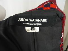 Comme des Garcons 2000's Red/Navy Geometric Woven with Plastic Blazer