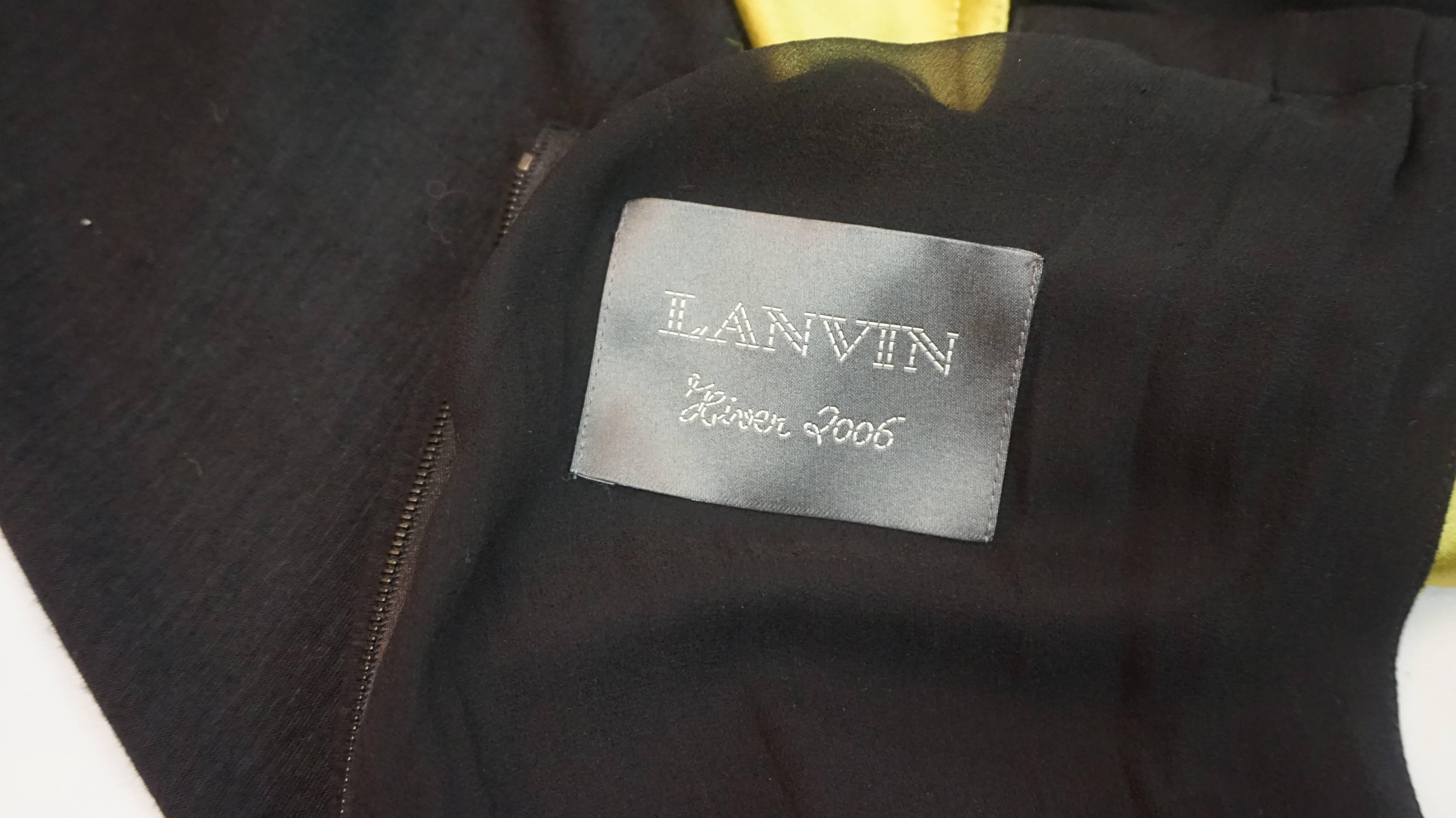 Brown Lanvin 2006 Silk Charmeuse w Wool Blend Cocktail Dress For Sale