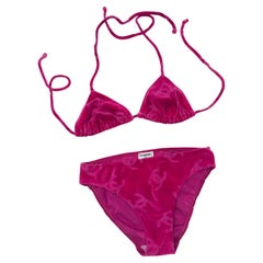 1996 Chanel Fuchsia Velour Bikini – Rare Vintage Chanel Swimwear – Size Small