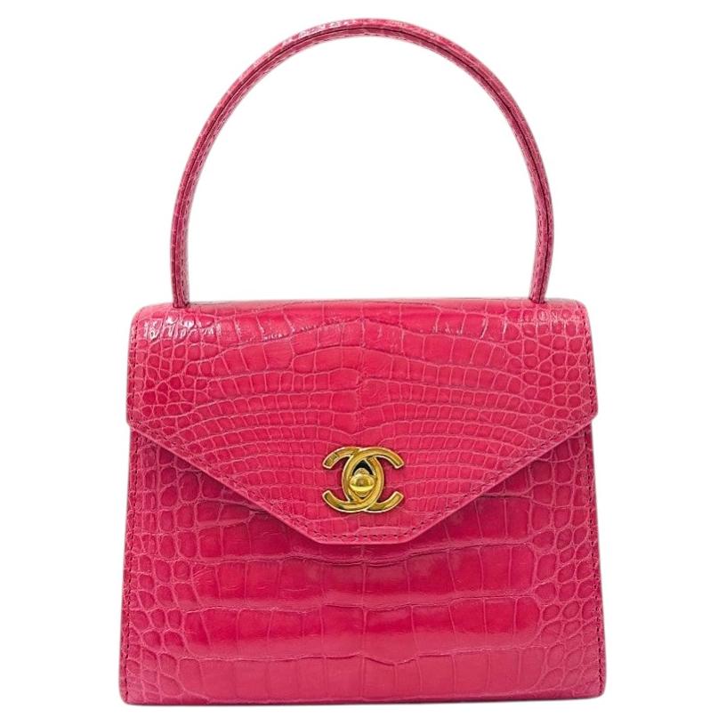 Chanel Hot Pink Krokodil Top Handle Tasche