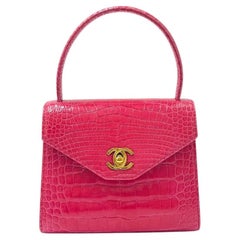 Chanel Hot Pink Crocodile Top Handle Bag