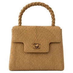 Chanel Vintage Raffia Kelly Top Handle Bag