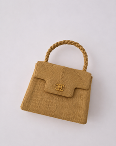 Chanel Vintage Raffia Kelly Top Handle Bag