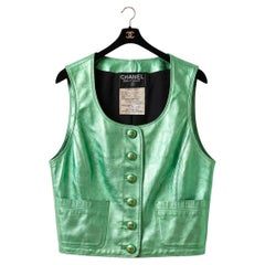 Chanel 1994 Runway Green Metallic Vest