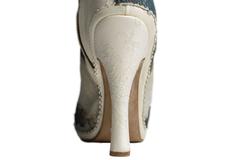 Salome. A unique pair of open-toed ankle boots with embroidered lace