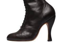 Maud. Brown calfskin  full length lace-up boots