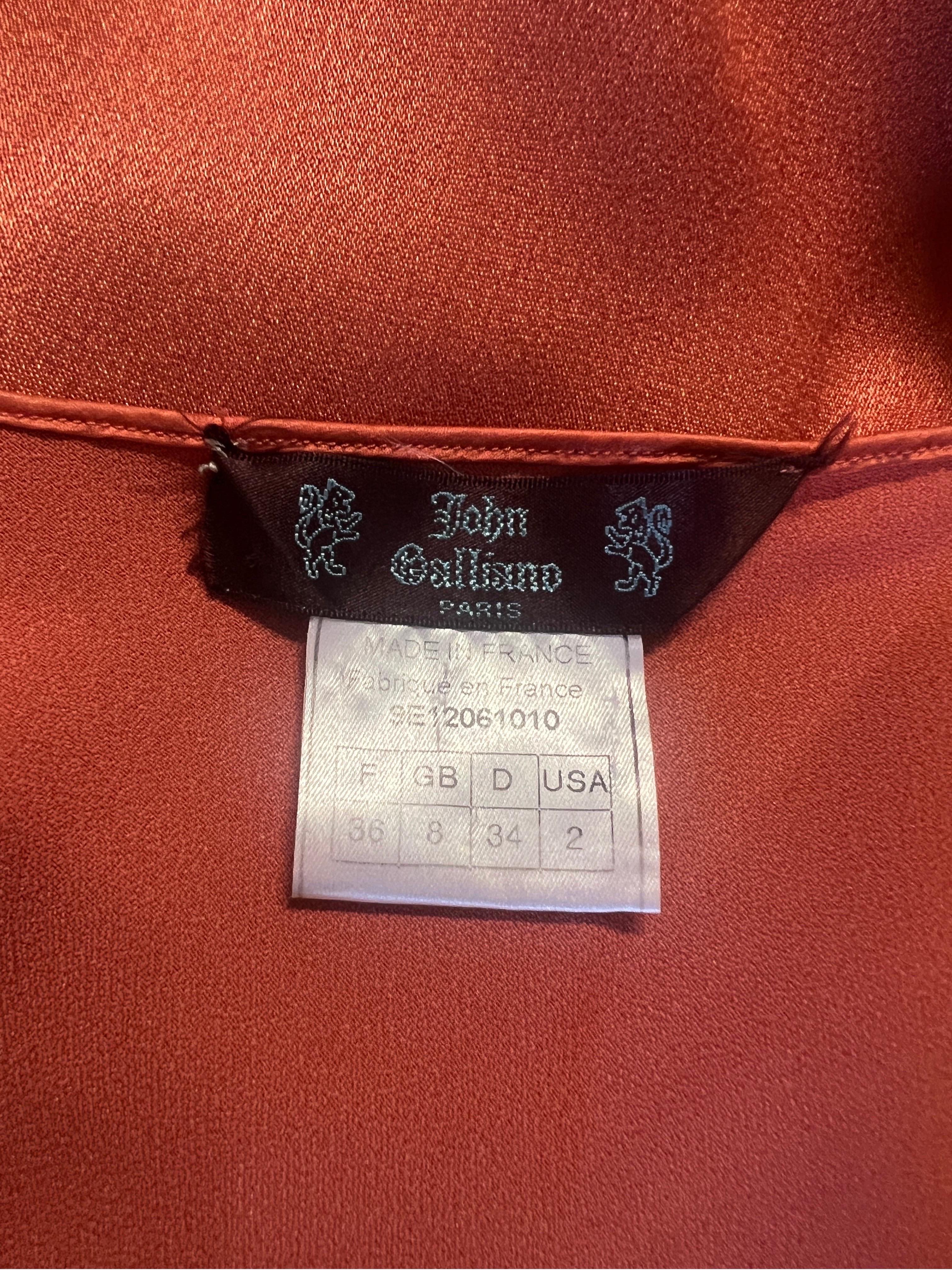  John Galliano S/S 1998  Terrcotta Robe à bretelles en satin crêpé Pour femmes en vente