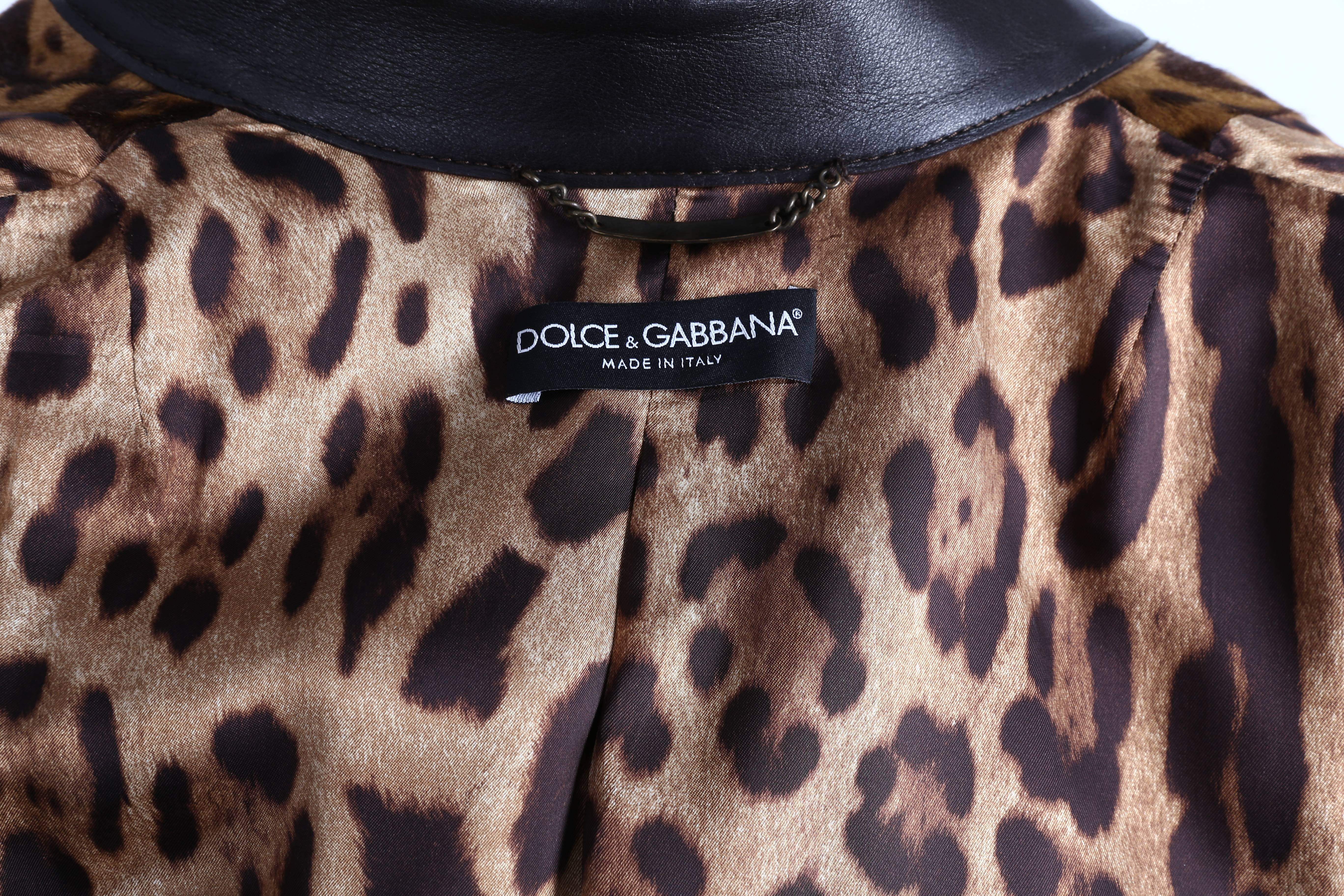 Dolce & Gabbana Leopard Print Pony skin Coat - Size 40 1