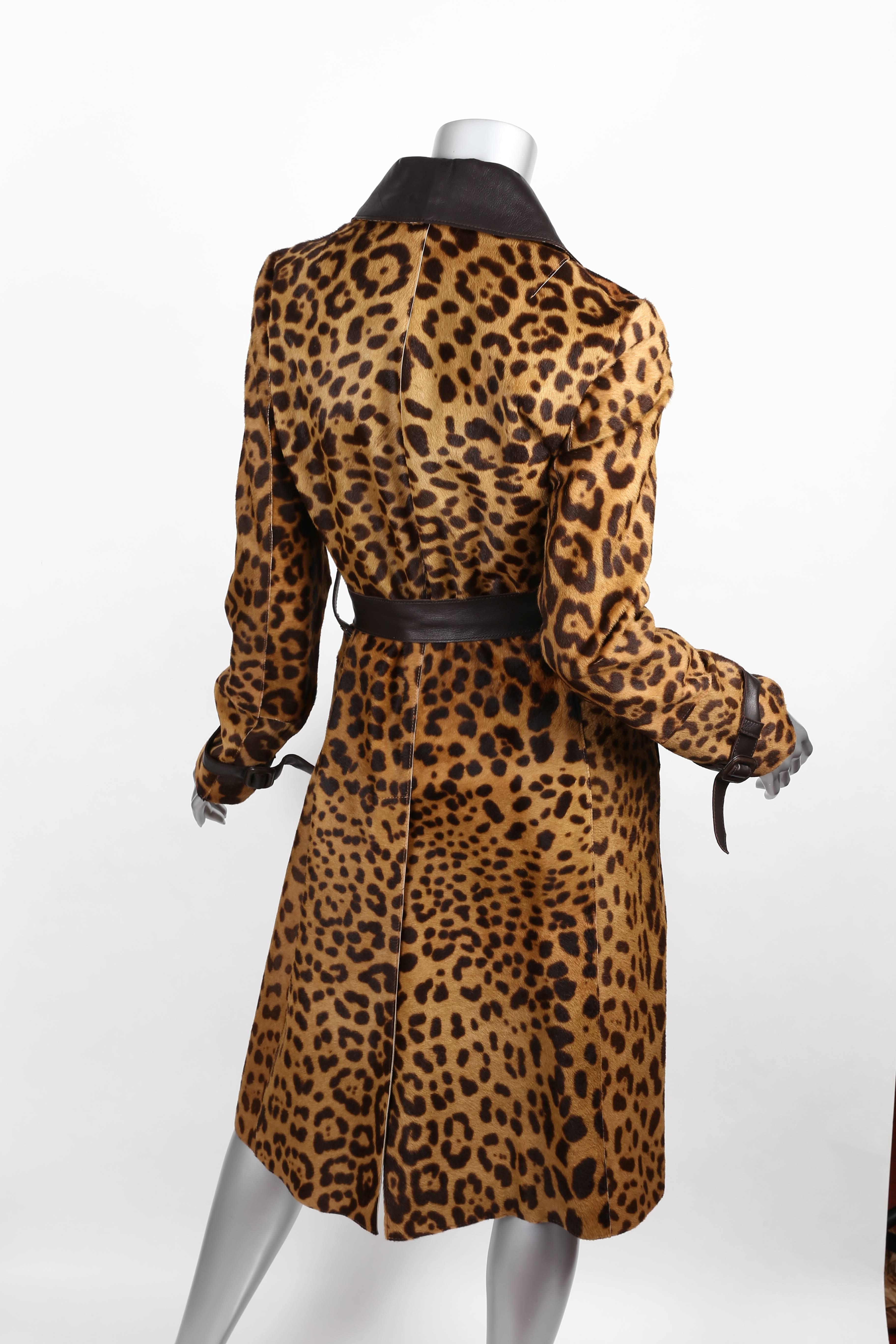 Brown Dolce & Gabbana Leopard Print Pony skin Coat - Size 40