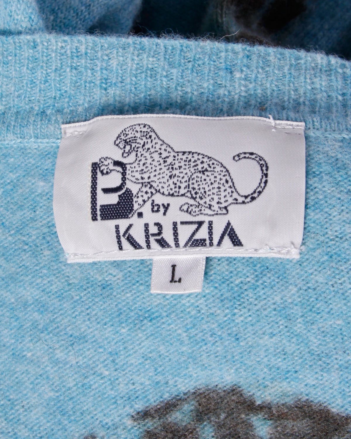 Signed Krizia Vintage 1990s 90s Leopard Print V-Neck Wool Knit Sweater 3