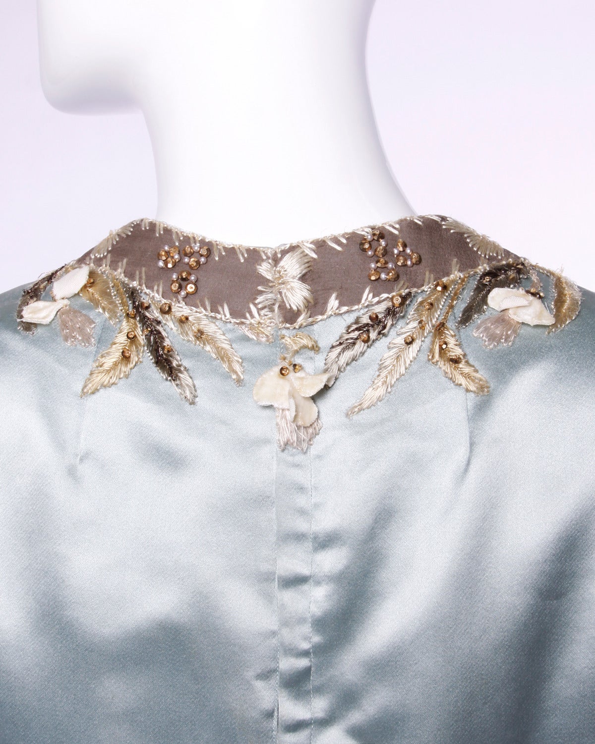 Extraordinary Kreinick Vintage 1960s 60s Couture Silk Satin Embellished Dress 3