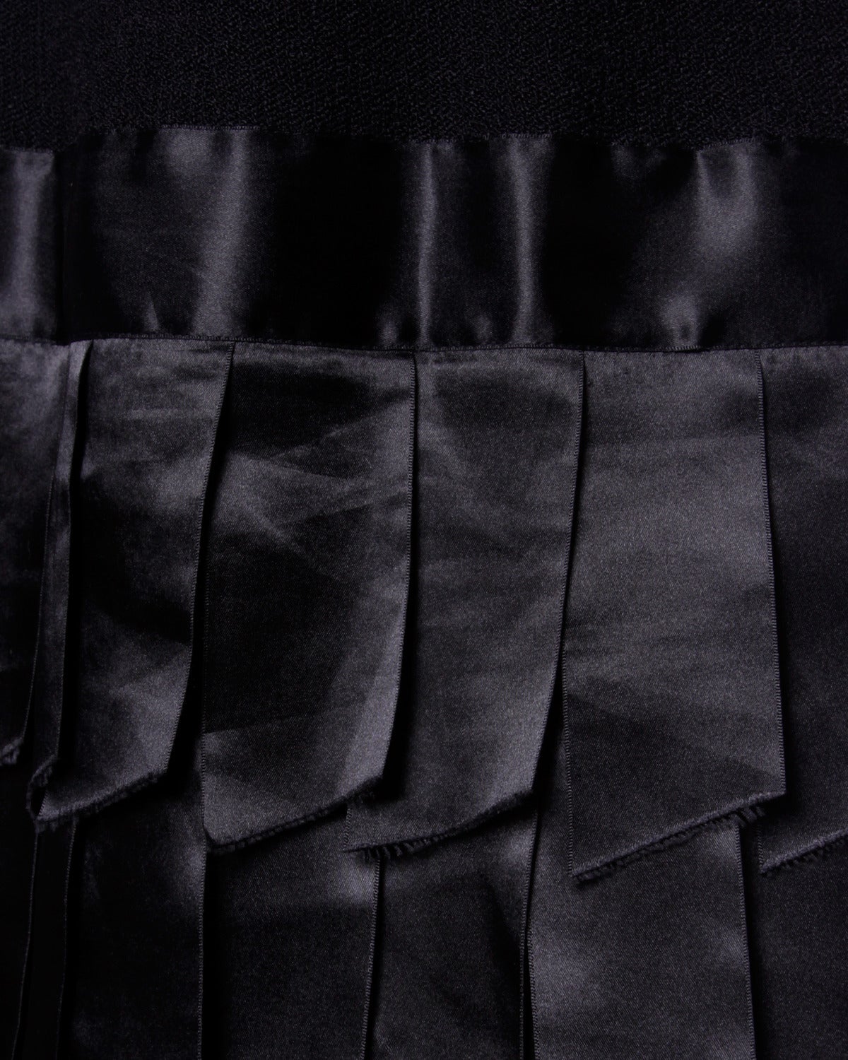 Adolfo for I. Magnin Vintage 1980s 80s Black Knit Dress with Ribbon Fringe 3