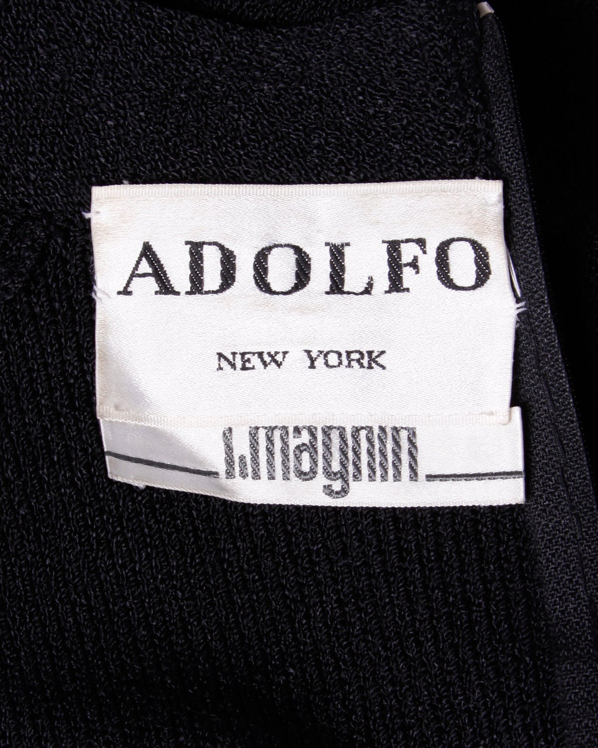 Adolfo for I. Magnin Vintage 1980s 80s Black Knit Dress with Ribbon Fringe 4
