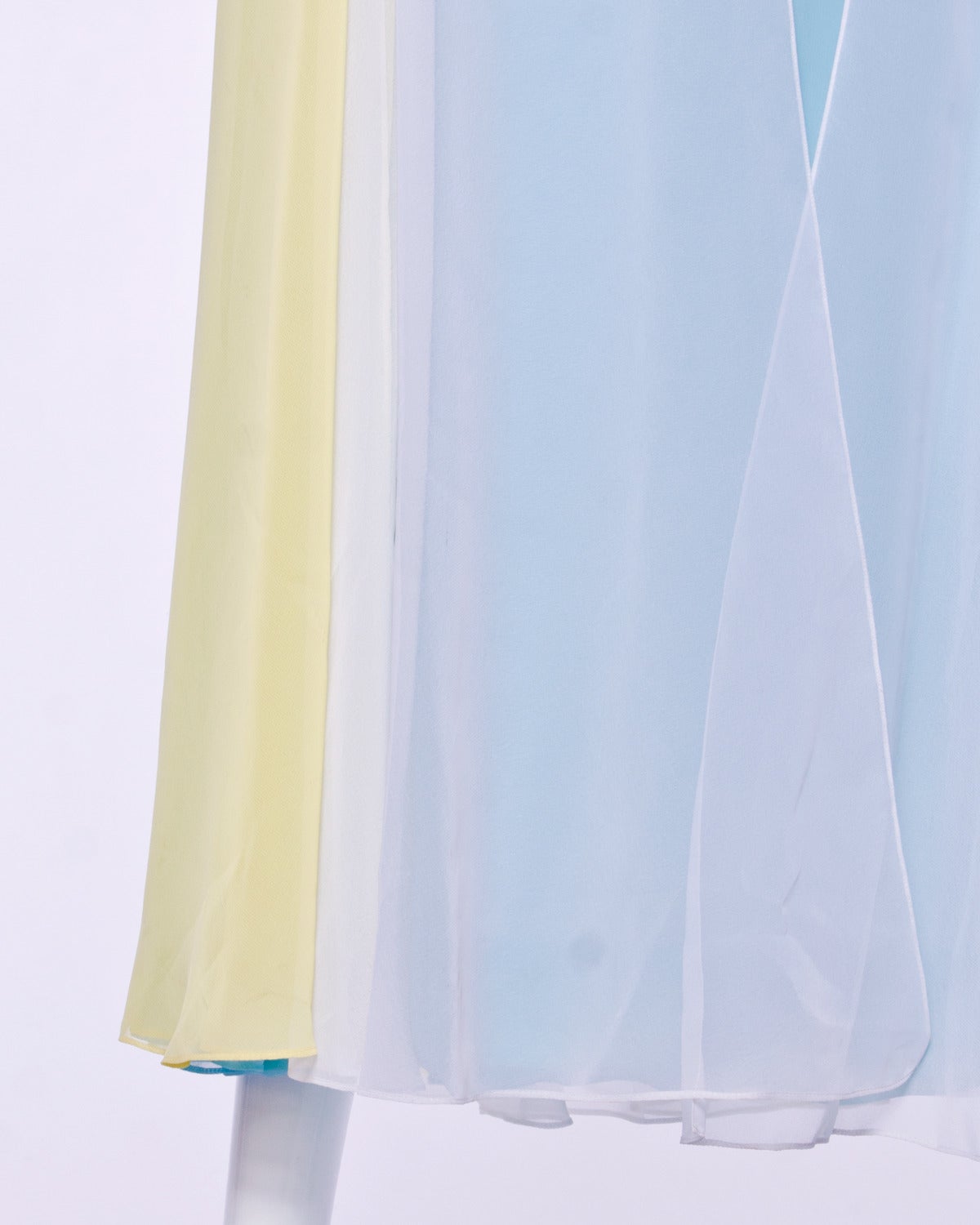 Travilla Vintage 1970s 70s Pastel Sheer Chiffon Full Sweep Maxi Dress or Gown 5
