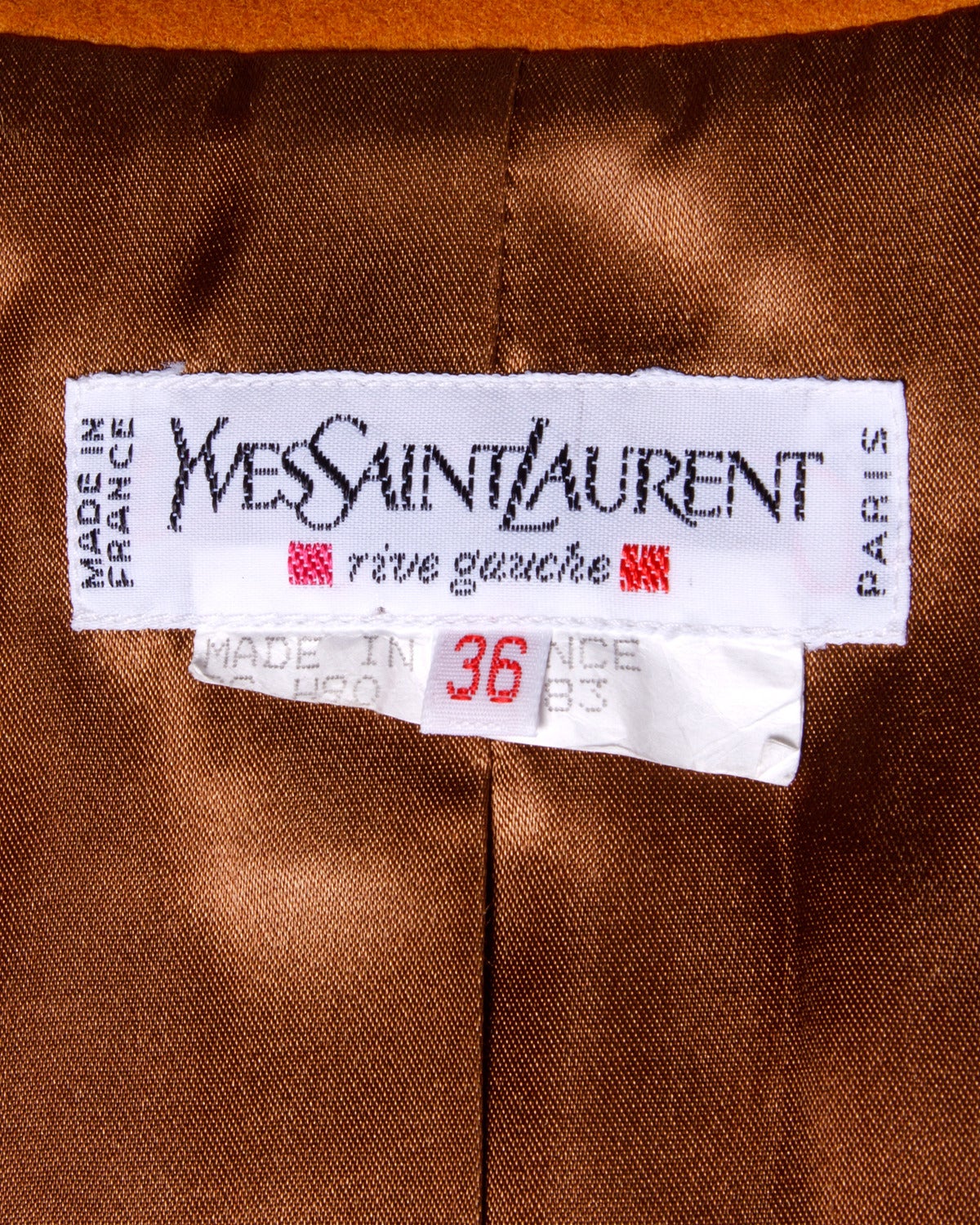 Vintage 1990s 90s Rust YSL Yves Saint Laurent Rive Gauche Blazer Jacket 2