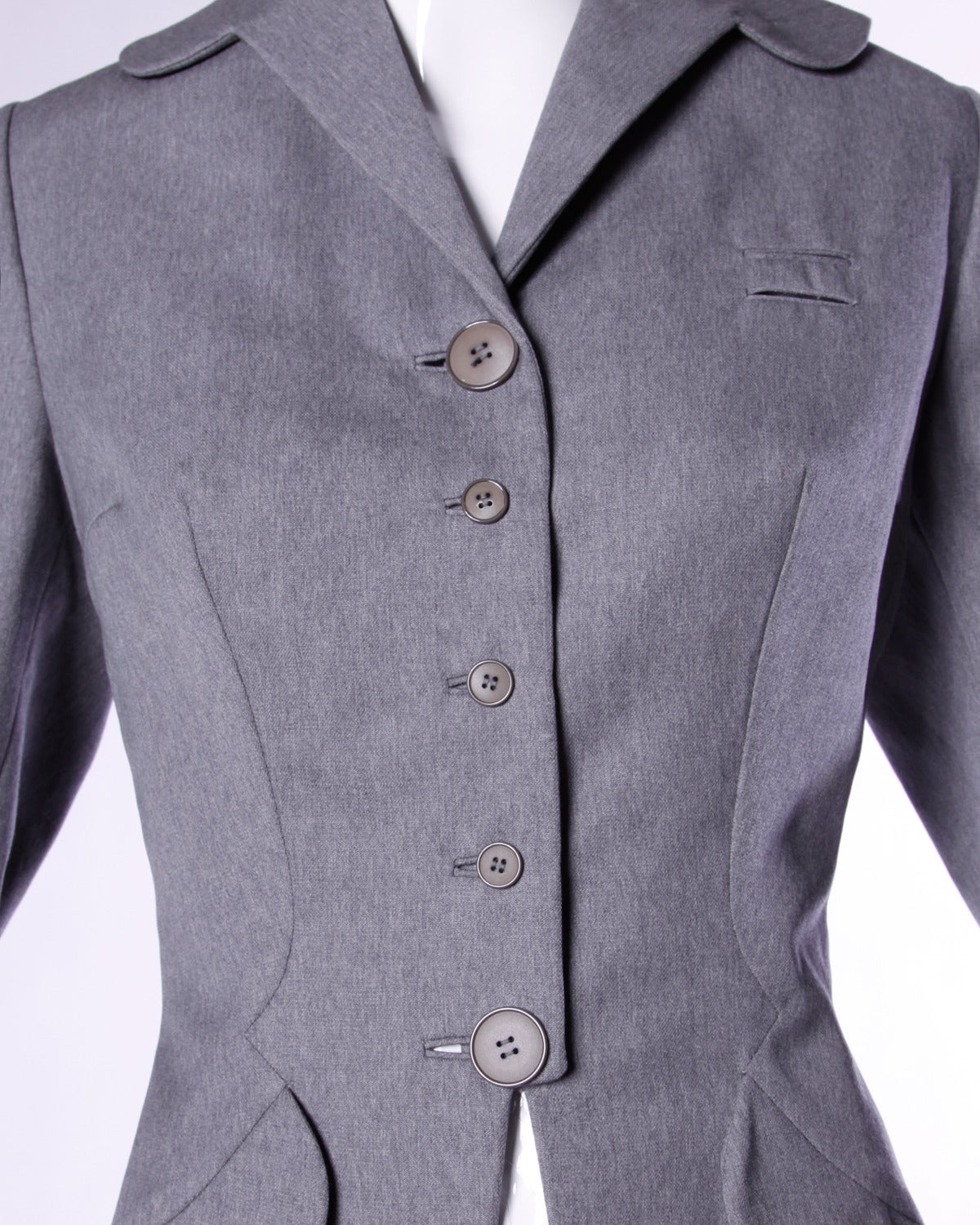 Irene Lentz - Spectaculaire blazer en laine grise vintage des années 1940 Excellent état - En vente à Sparks, NV