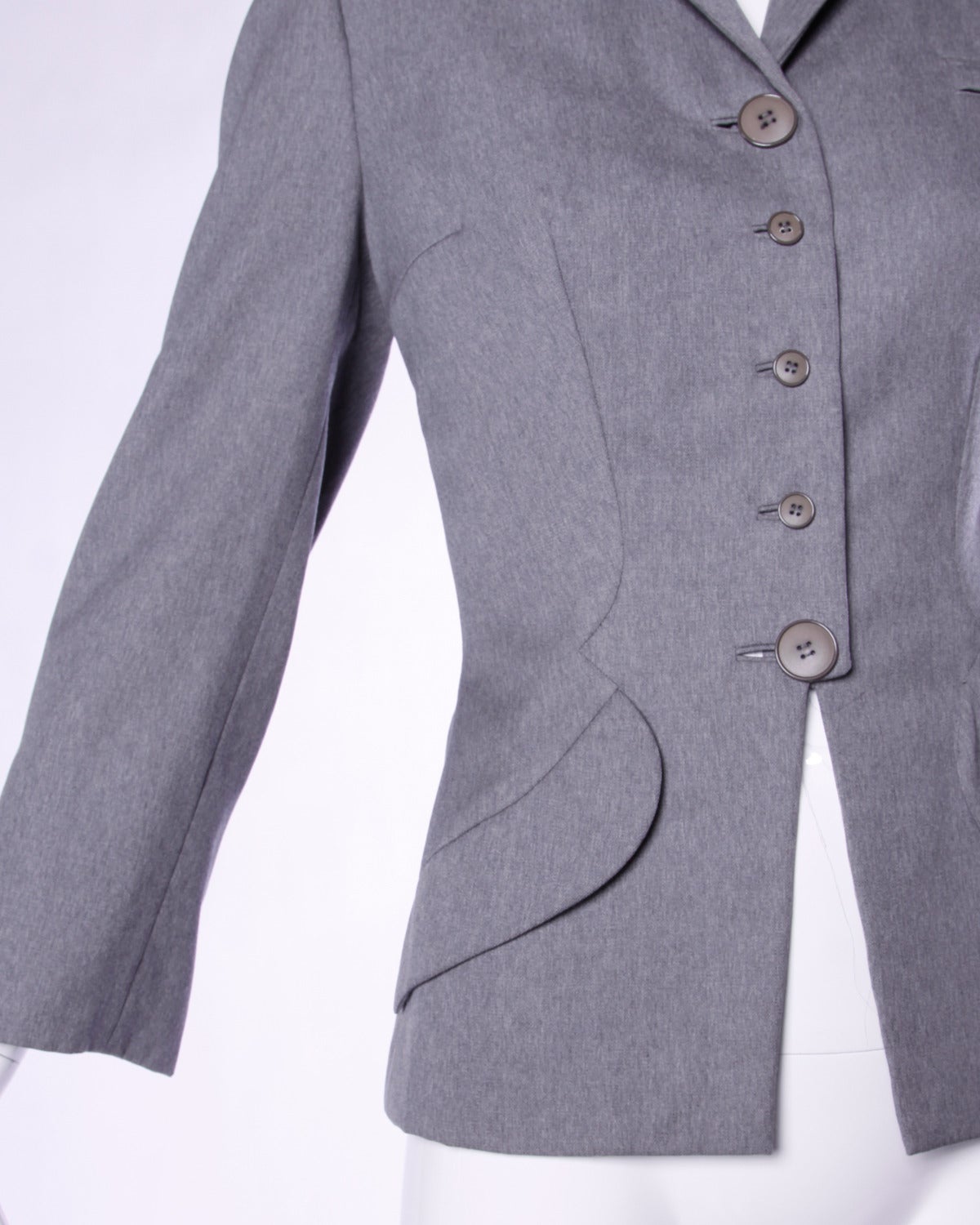Gris Irene Lentz - Spectaculaire blazer en laine grise vintage des années 1940 en vente