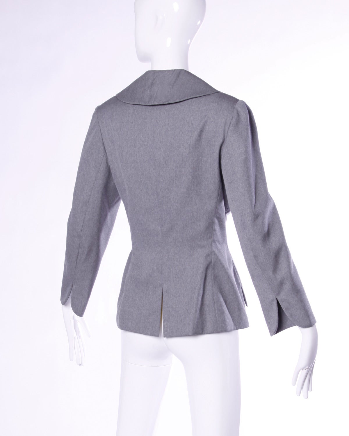 Irene Lentz - Spectaculaire blazer en laine grise vintage des années 1940 en vente 1