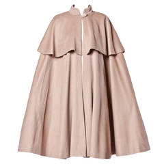 Moschino Couture! Vintage 1990s 90s Beige Wool Cape Coat