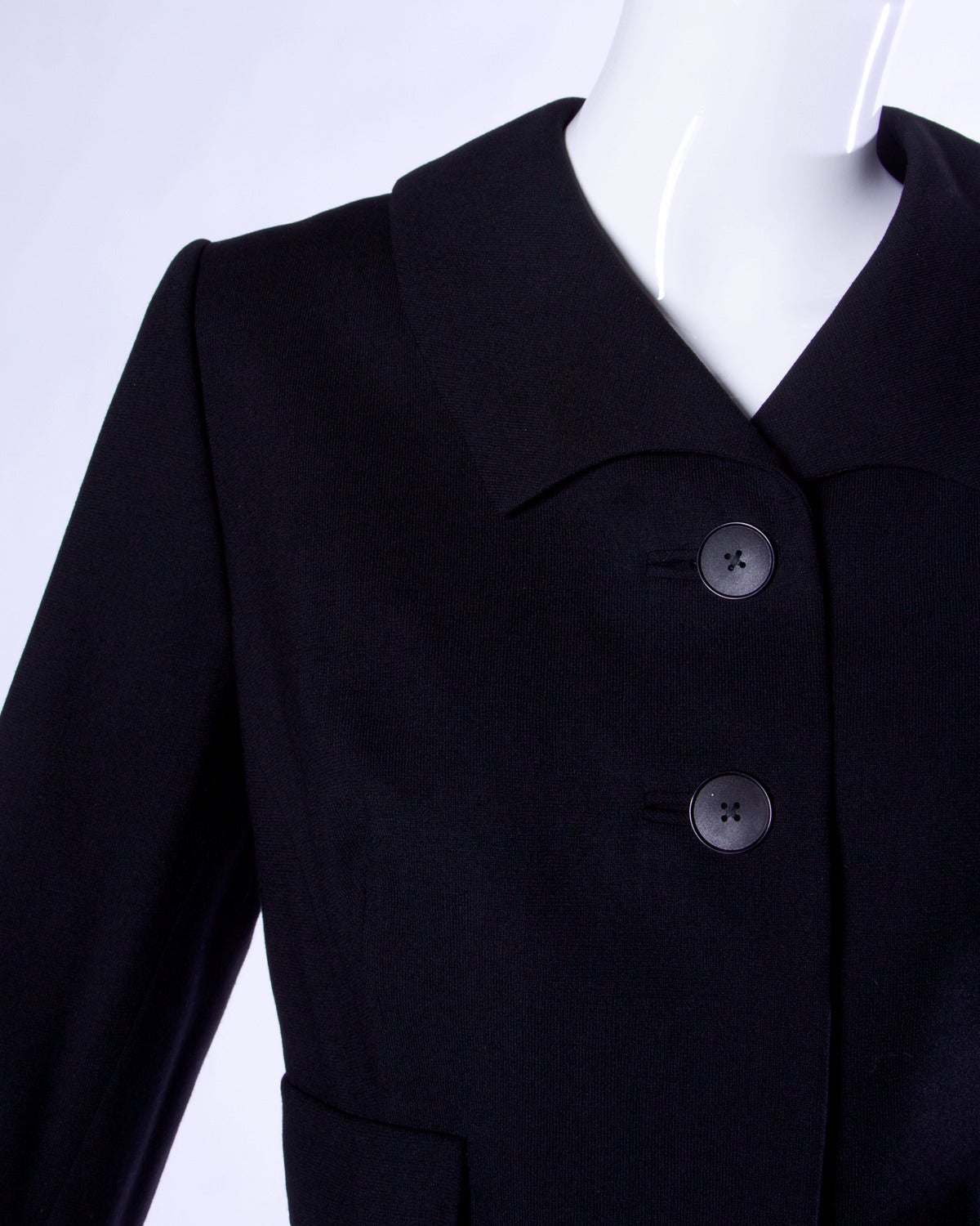 Pristine Irene Lentz Vintage 1940s 40s Black Wool Blazer or Suit Jacket In Excellent Condition In Sparks, NV