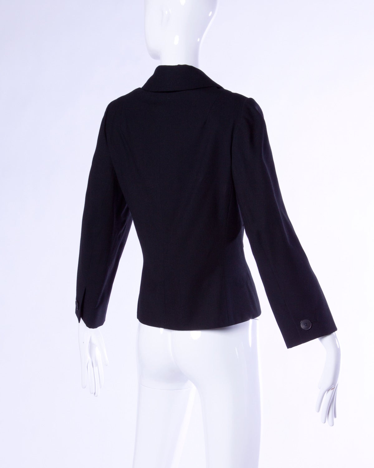 Women's Pristine Irene Lentz Vintage 1940s 40s Black Wool Blazer or Suit Jacket